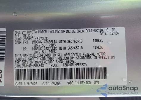 2024 Toyota Tacoma Trd Sport 4Wd from USA, damaged, VIN 3TMLB5JN4RM086843